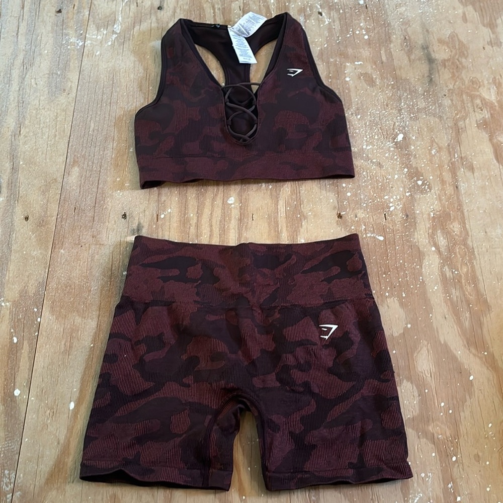 Matching set, burgundy red camo pattern. The “original price” was price for both